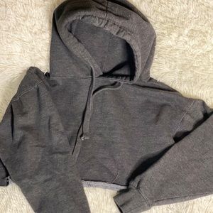 CHARCOAL GREY NOT YOUR BOYFRIENDS CROP HOODIE